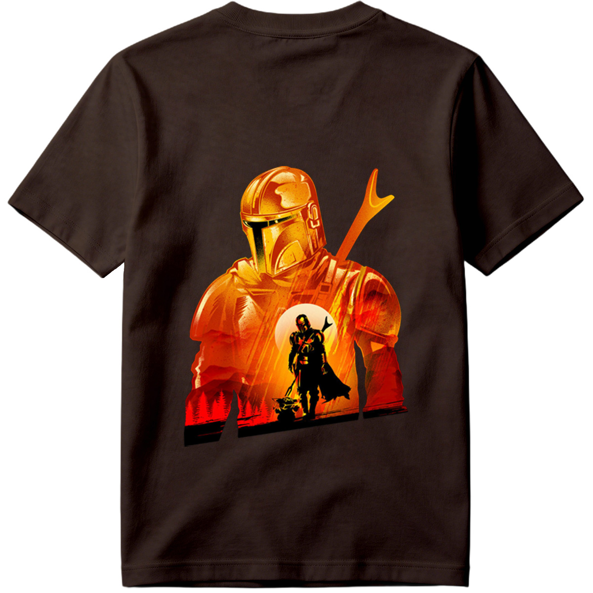 The Mandalorian and the Child in a Fiery Encounter - Tee
