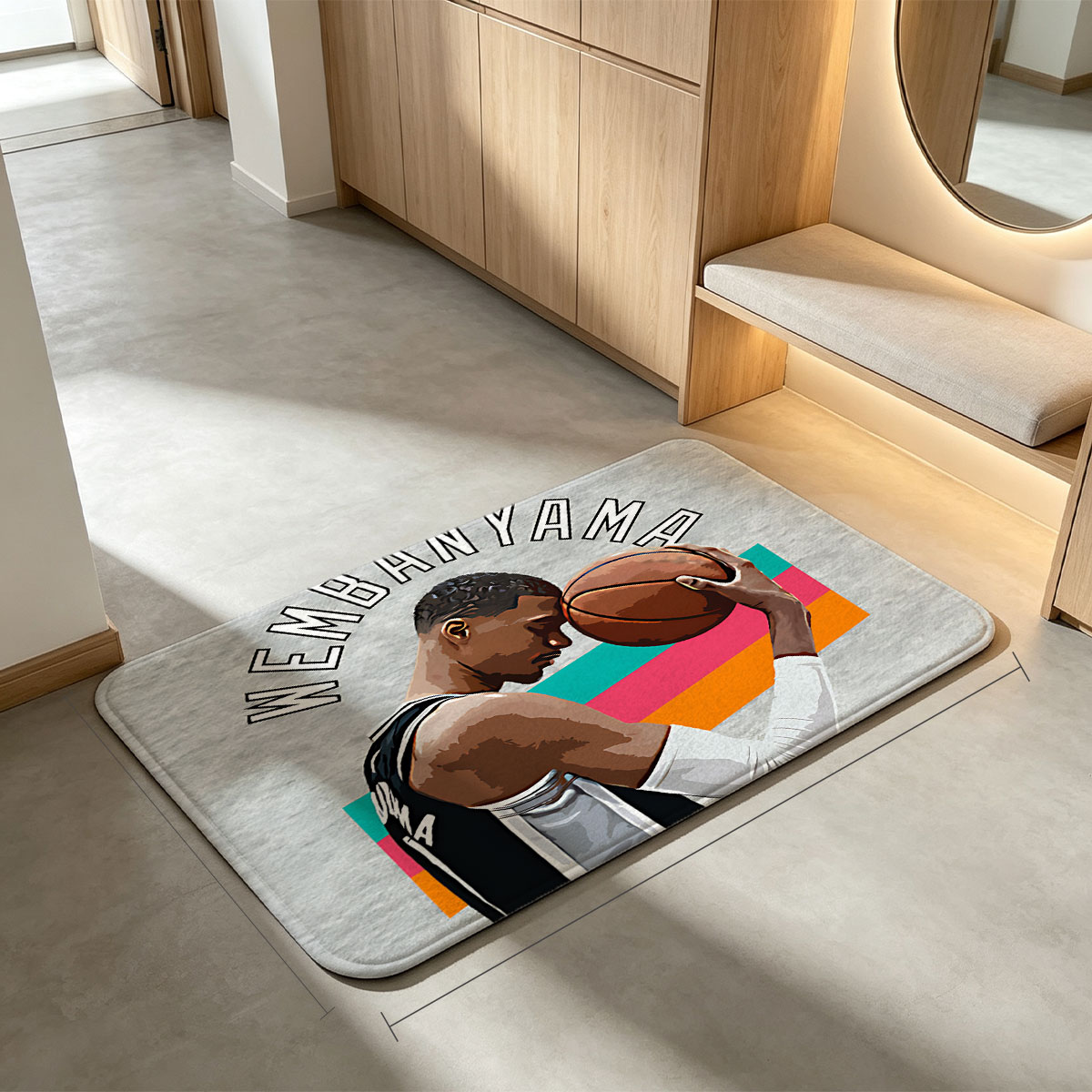 Wembanyama Basketball Player Artwork - Flannel floor mat