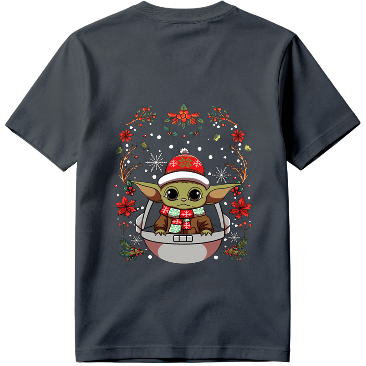 Baby Yoda in Christmas Hat and Scarf - Tee