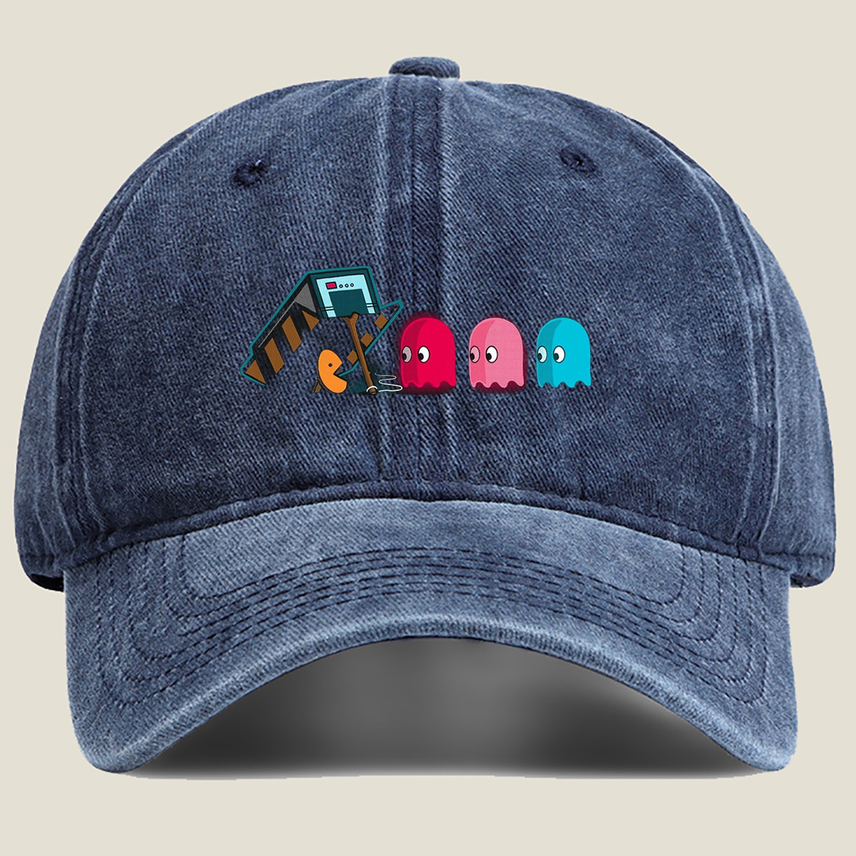 Pac-Man and Ghosts: Classic Arcade Encounter - Washed Denim - Baseball Cap