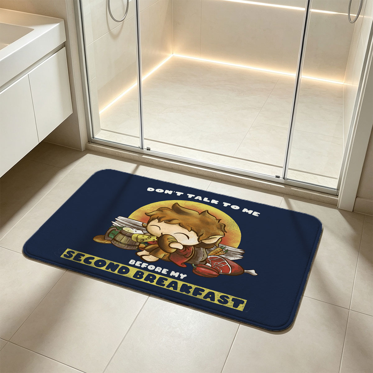 Don't Talk to Me Before My Second Breakfast - Hobbit Fan Art - Flannel floor mat