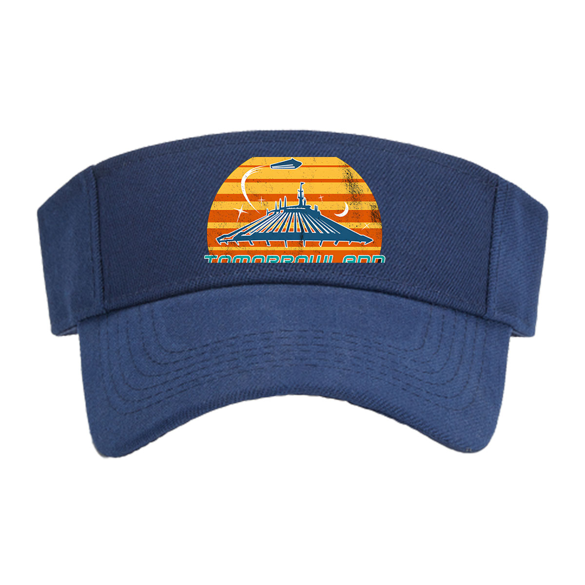 Tomorrowland: Iconic Space Mountain Silhouette with Retro Solar Background -  Visor cap