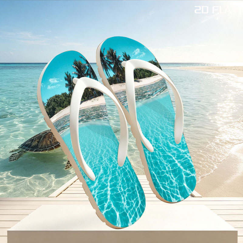 Crystal Clear Waters and Palm Trees on a Tropical Beach -  flip-flops