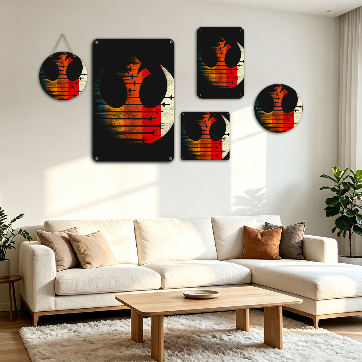 Star Wars Rebel Alliance Symbol with X-Wing Fighters and Vintage Color Gradient - painting