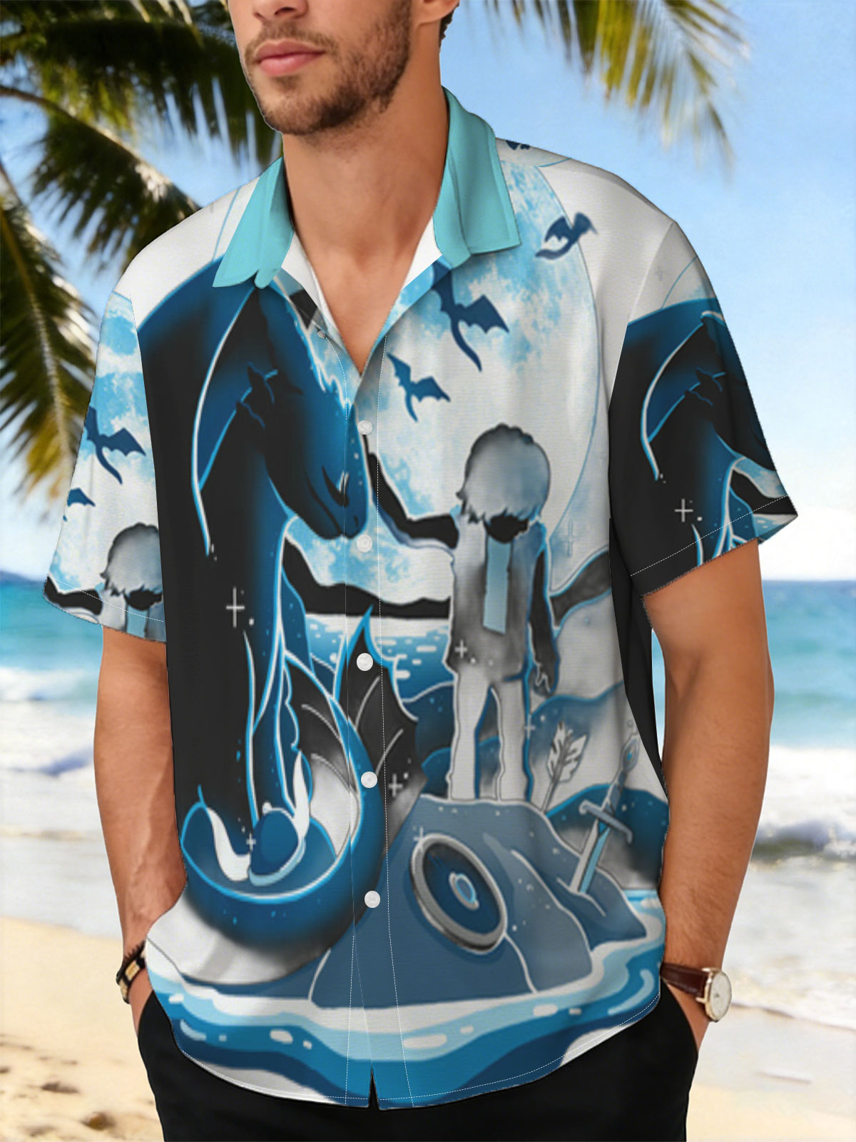 Boy and Dragon Under Moonlight -  Shirt