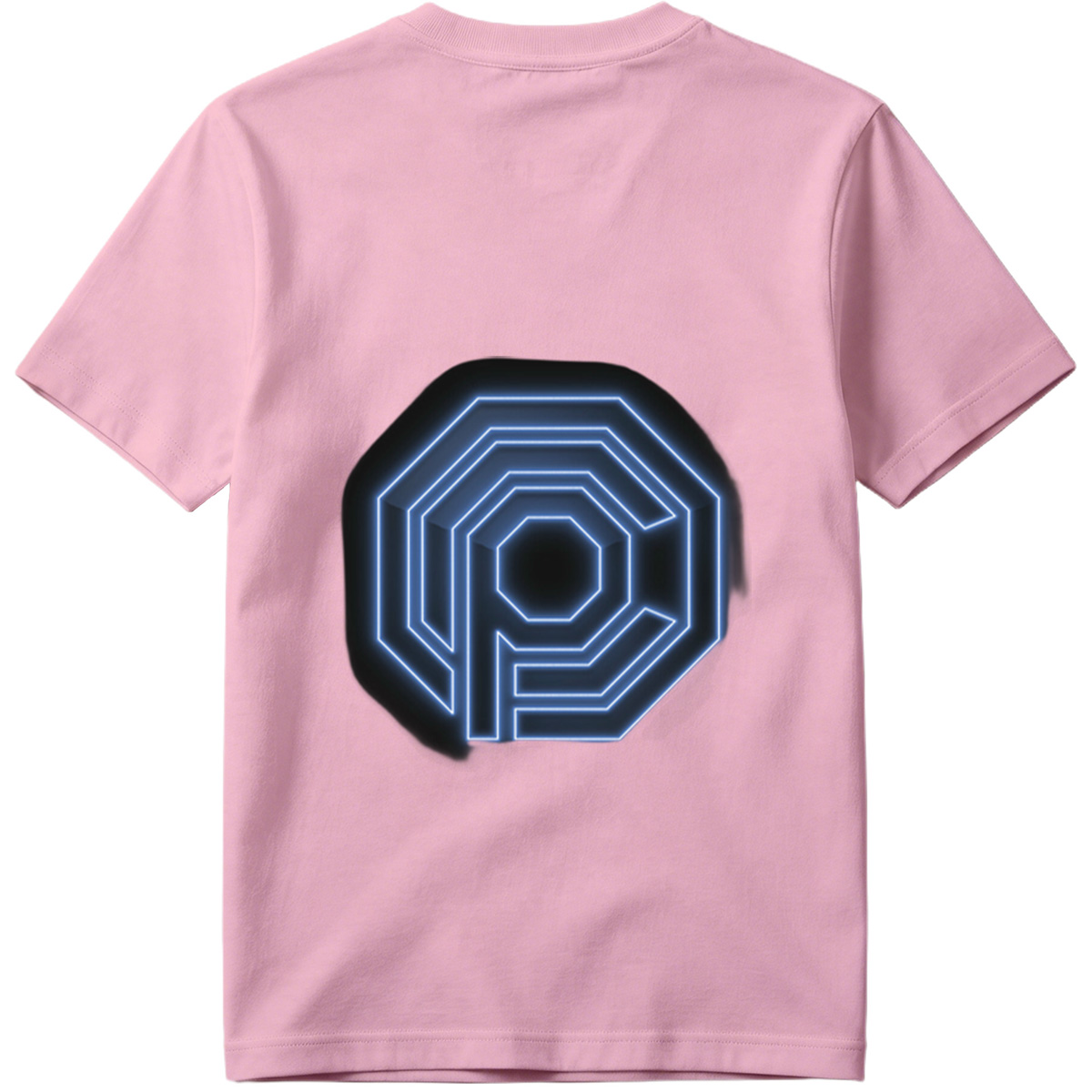 Neon Blue Octagonal Logo with Letter P - Tee