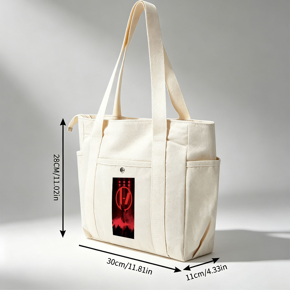 Imagine Dragons Live Performance with Red Stage Lighting and Iconic Logo - Multi-pocket bags