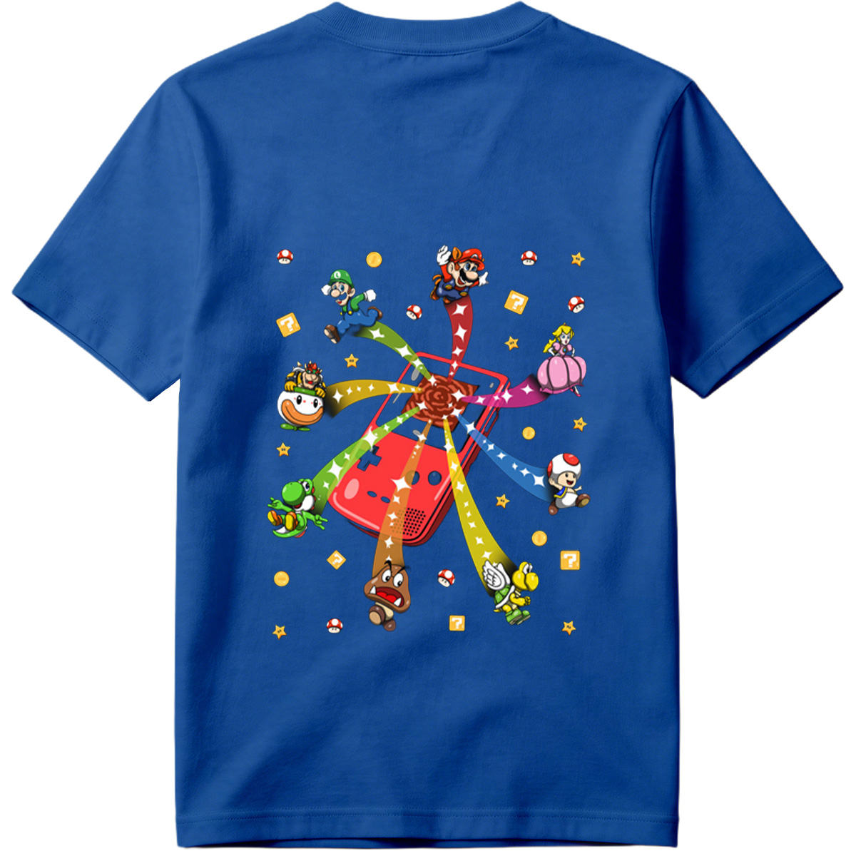 Super Mario Characters Bursting from a Game Console - Tee