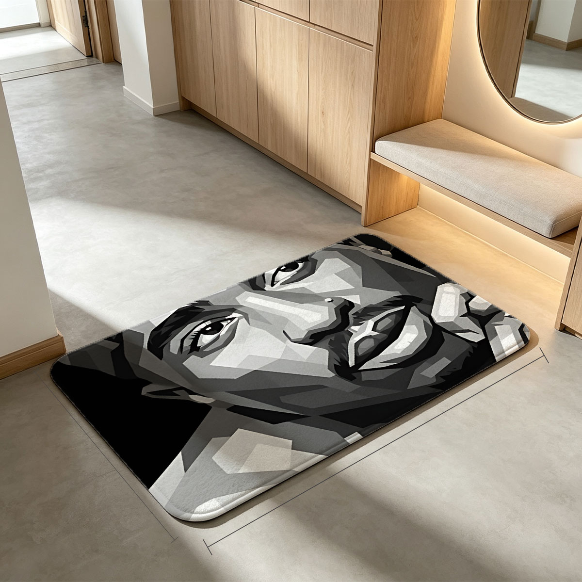 Pop Art Portrait of a Man Wearing HTM Cap and Chain Necklace - Flannel floor mat