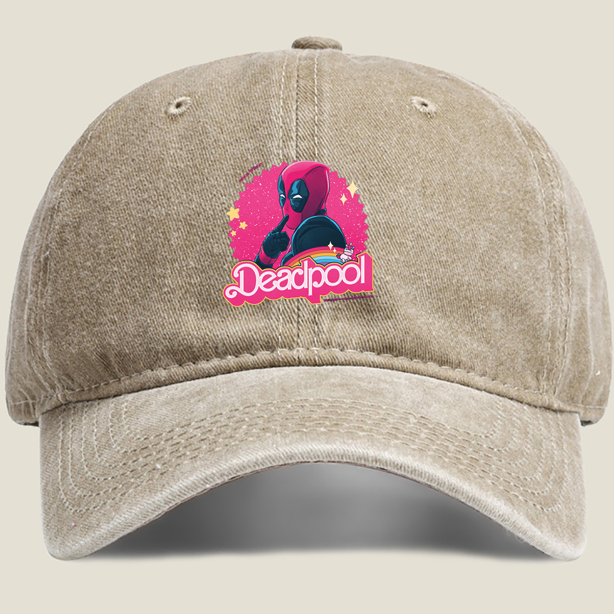 Deadpool: Wade Wilson with a Unicorn and Rainbow - Washed Denim - Baseball Cap