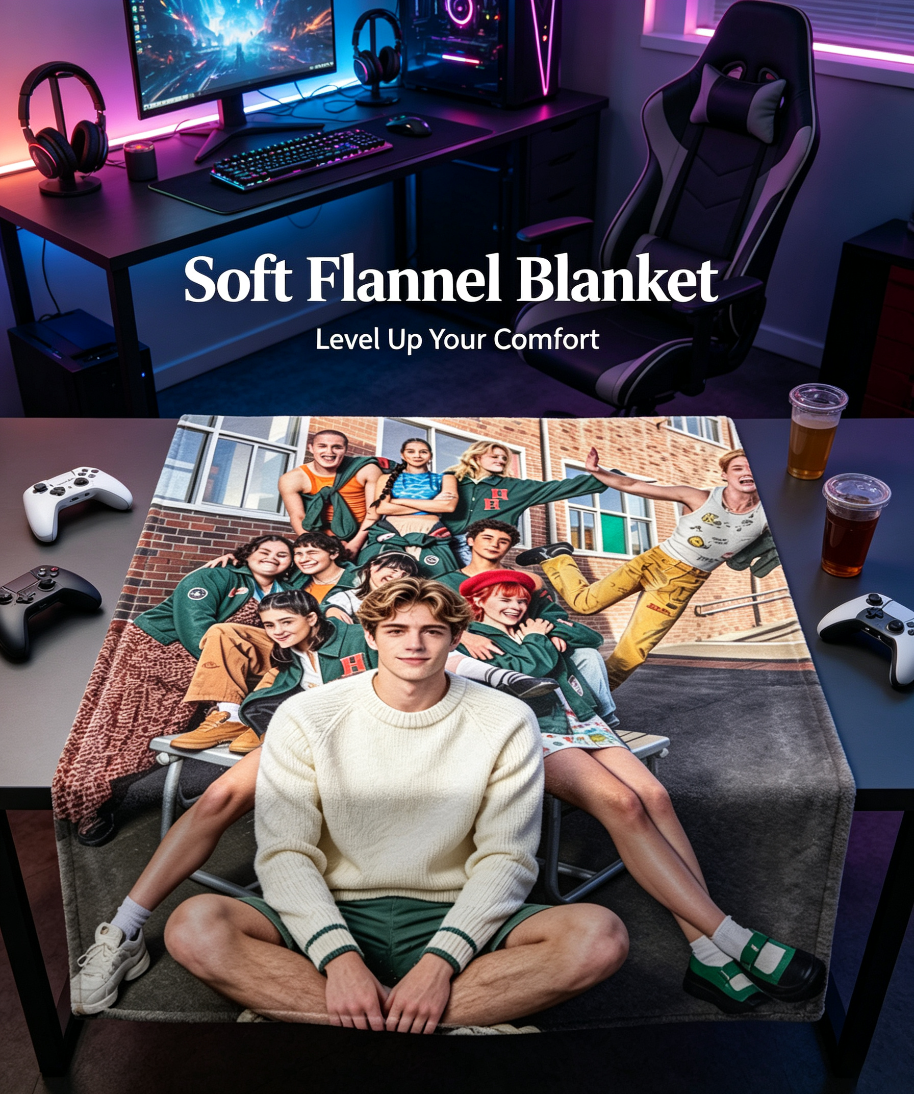 Custom Face Blanket The Heathers Movie Cast Flannel Blanket Cozy Home Decor Gift for Fans and Teen Drama Lovers
