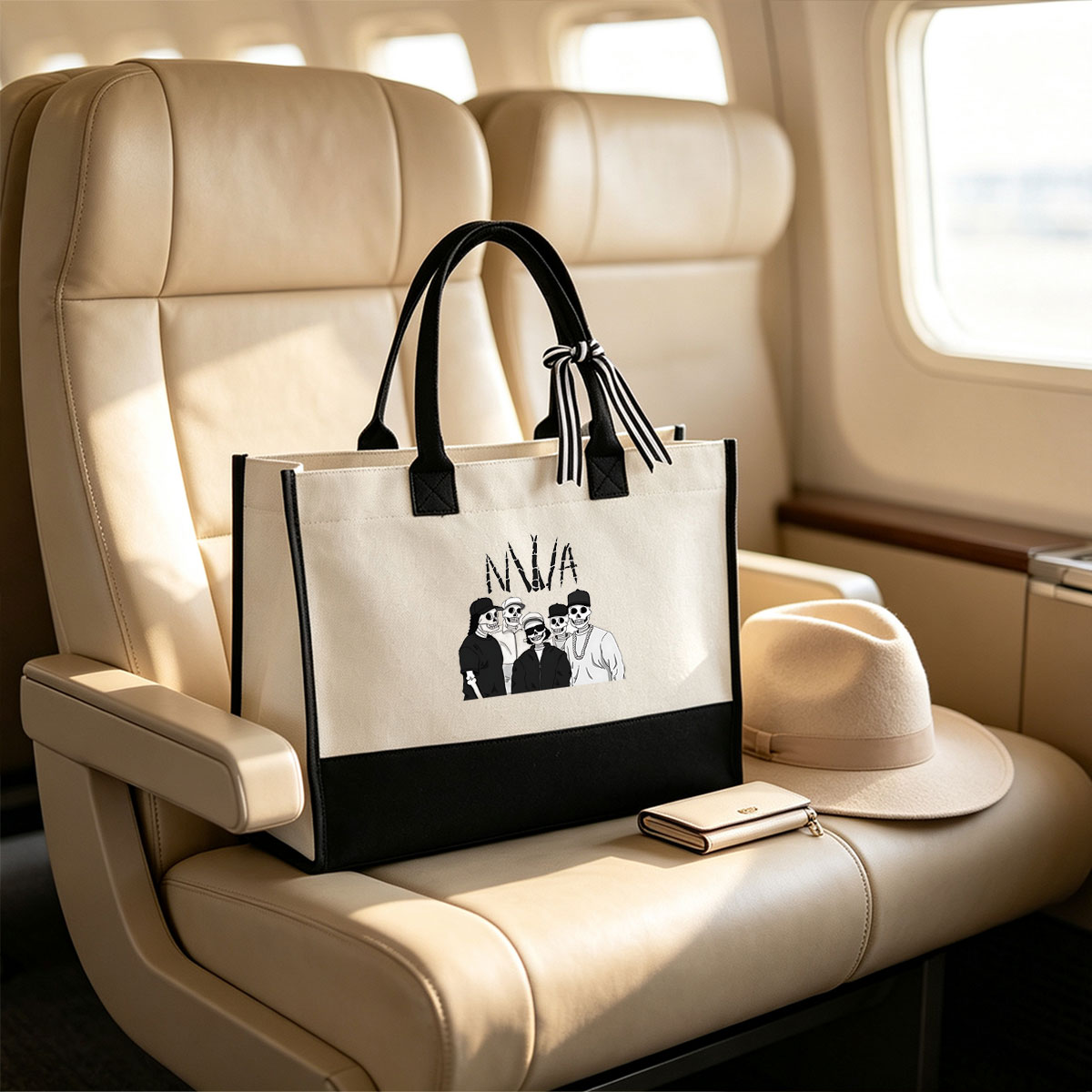 Skeleton Crew in Urban Fashion: NWA Inspired Group Portrait - Canvas patchwork gift tote bag