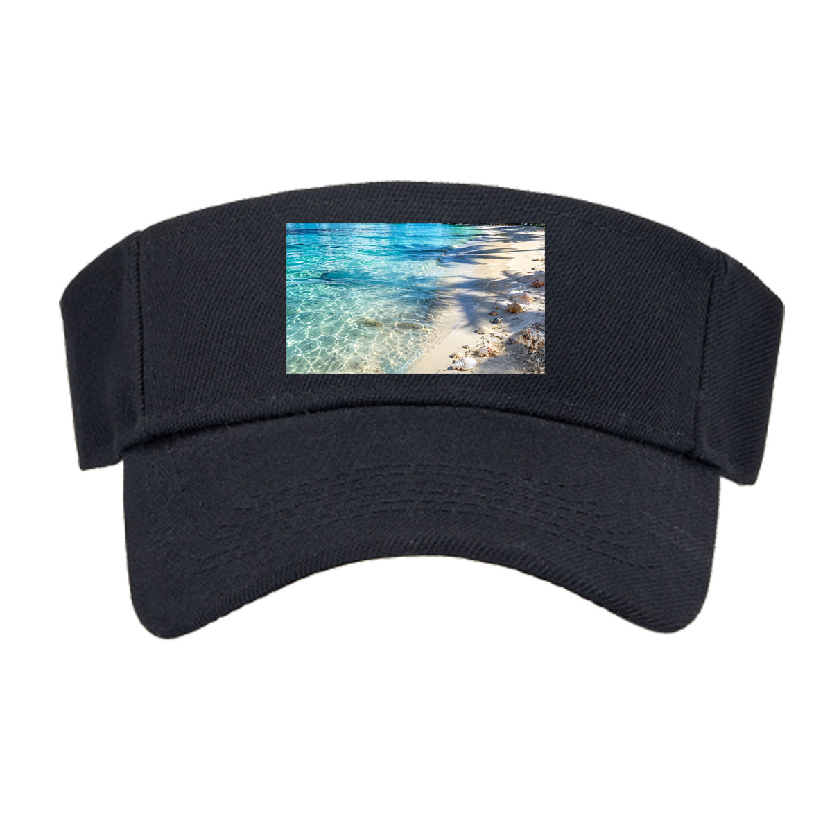 Tropical Beach with Clear Water, Shells, and Palm Trees -  Visor cap
