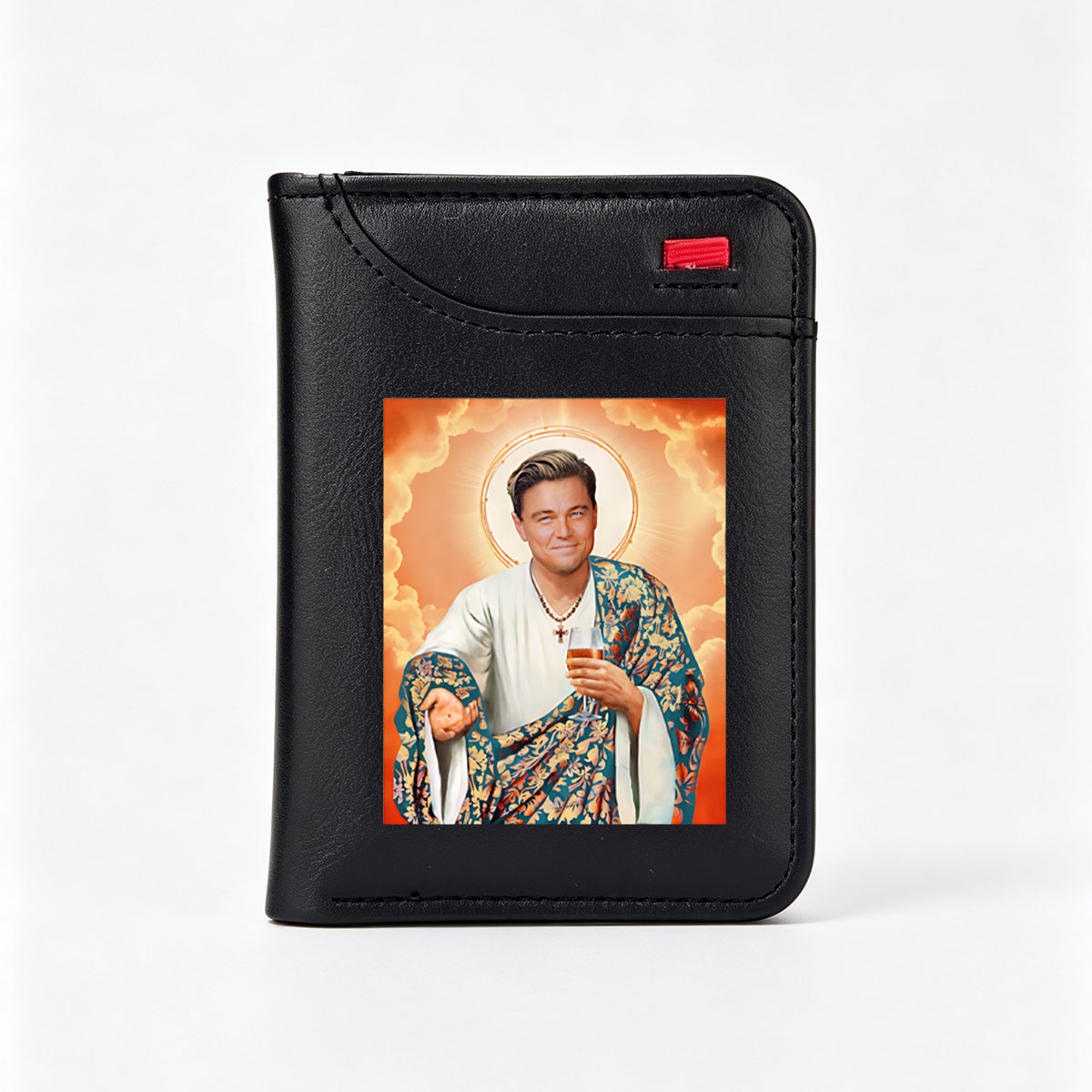 Leonardo DiCaprio as a Divine Figure Holding a Beer - Vertical Style Wallet