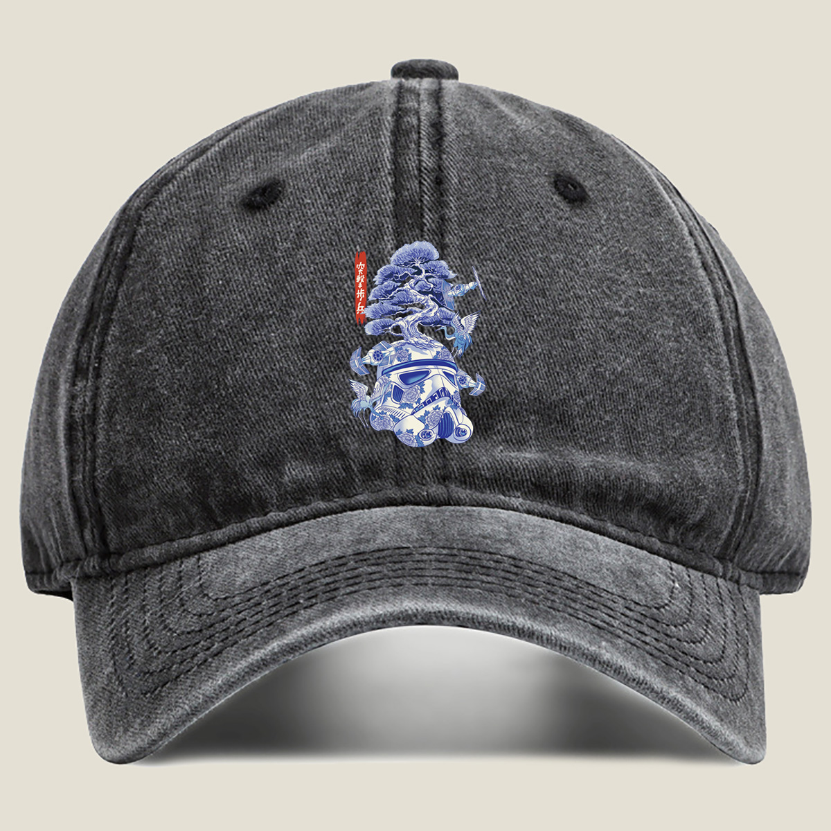 Star Wars Stormtrooper with Bonsai and Cranes - Washed Denim - Baseball Cap