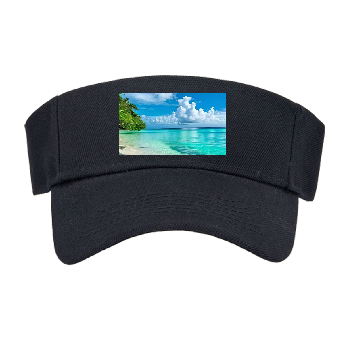 Tropical Beach with Crystal Clear Waters and Palm Trees -  Visor cap