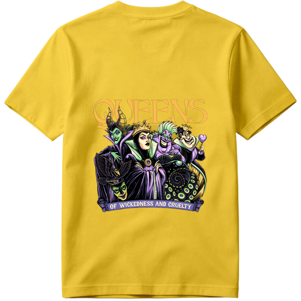 Queens of Wickedness and Cruelty: Maleficent, Evil Queen, Ursula, and Queen of Hearts - Tee