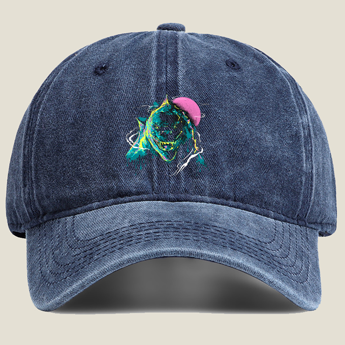 Godzilla vs. Pink Moon - Washed Denim - Baseball Cap