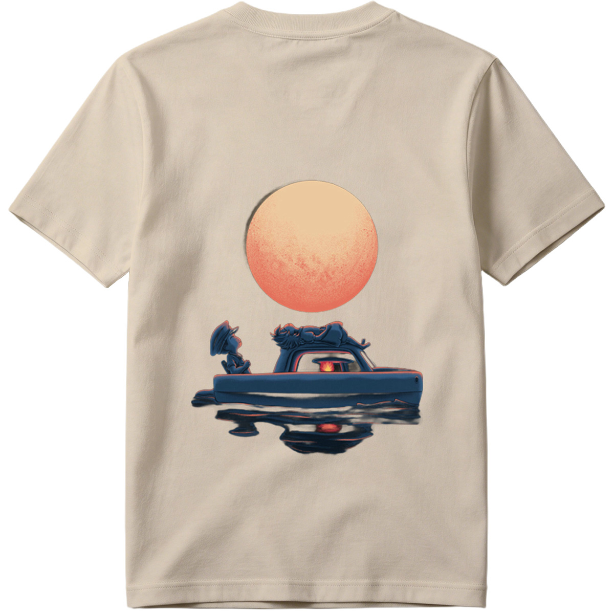 Mario and Bowser in a Boat Under the Moon - Tee