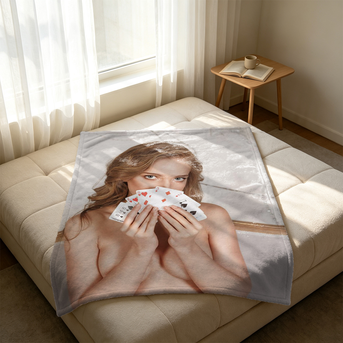Nude Kate Upton on a Yellow Scooter at the Beach - Blanket