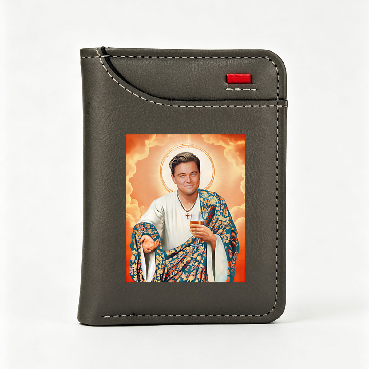 Leonardo DiCaprio as a Divine Figure Holding a Beer - Vertical Style Wallet