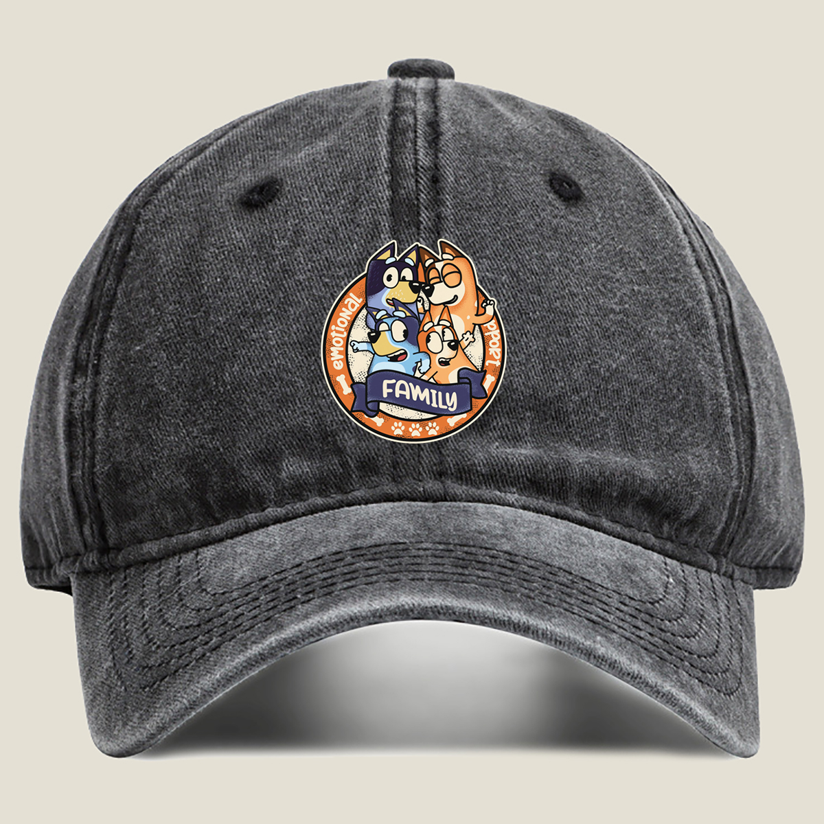 Bluey Family Emotional Support - Washed Denim - Baseball Cap