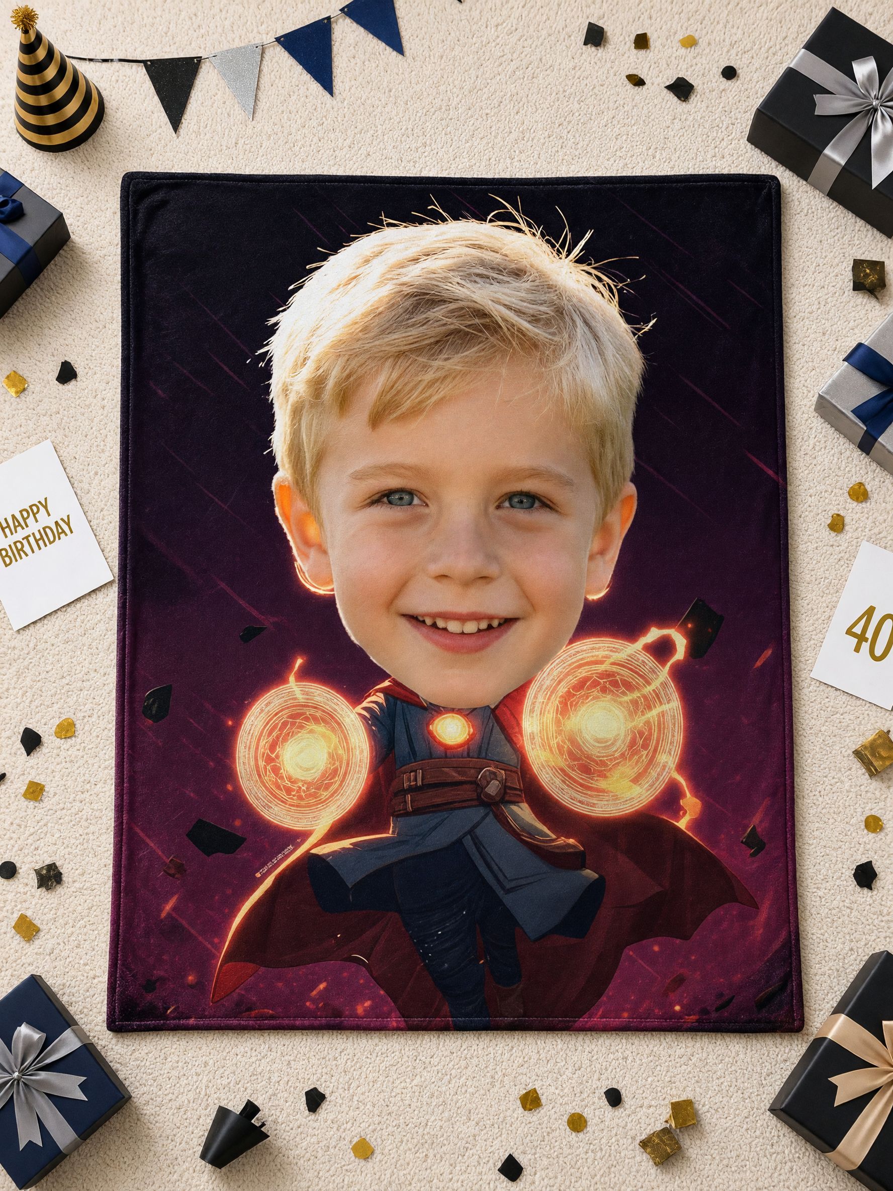 Custom Face Superhero Blanket Ultra Soft Flannel Throw Personalized Magic Hero Fleece Bed Blanket for Kids Gift