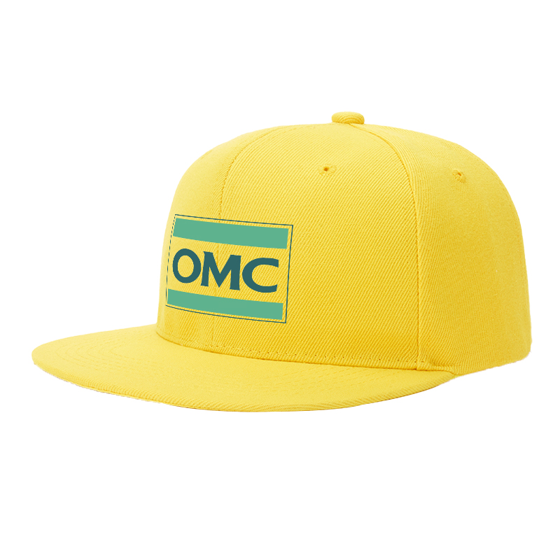 Flat Brim Baseball Cap OMC Logo Print Streetwear Underground Skate Style for Basketball Court Skate Park Urban Riders and Hip Hop Artists