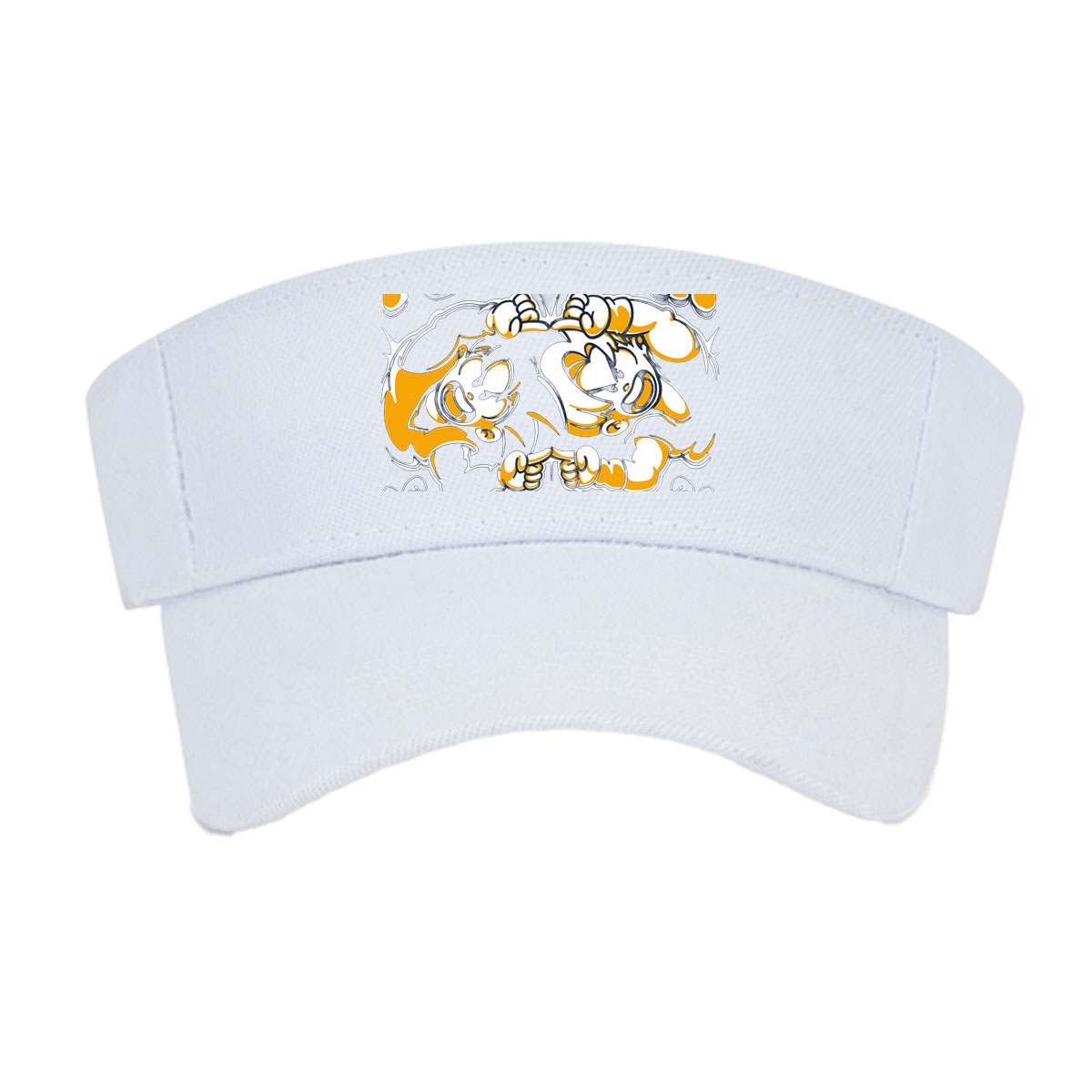 Fusion-Ha: Two Cartoon Characters in Dynamic Pose with Japanese Text and Palm Trees Background -  Visor cap