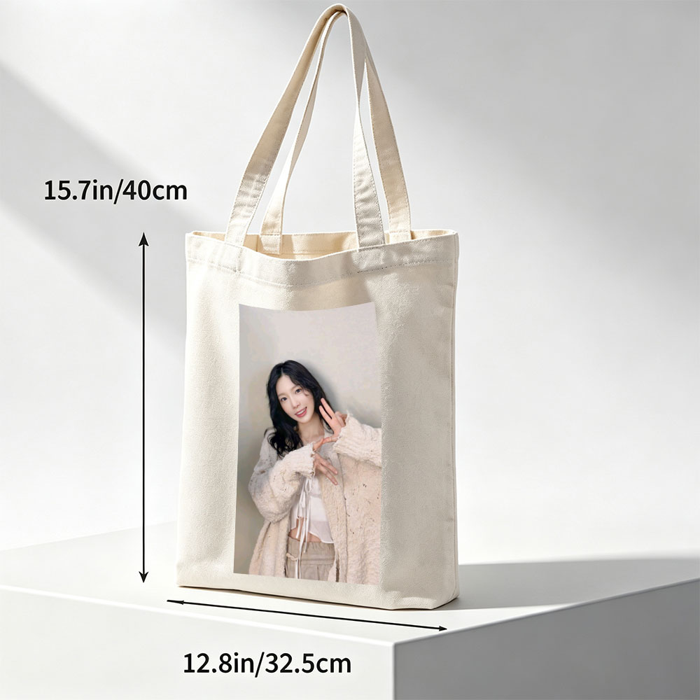 Lee Su-jeong in a Cozy Outfit Making a Peace Sign Pose - Canvas tote bags