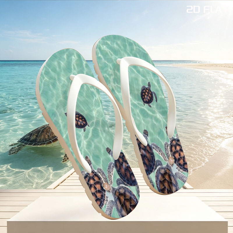 Sea turtles swimming in clear turquoise water -  flip-flops
