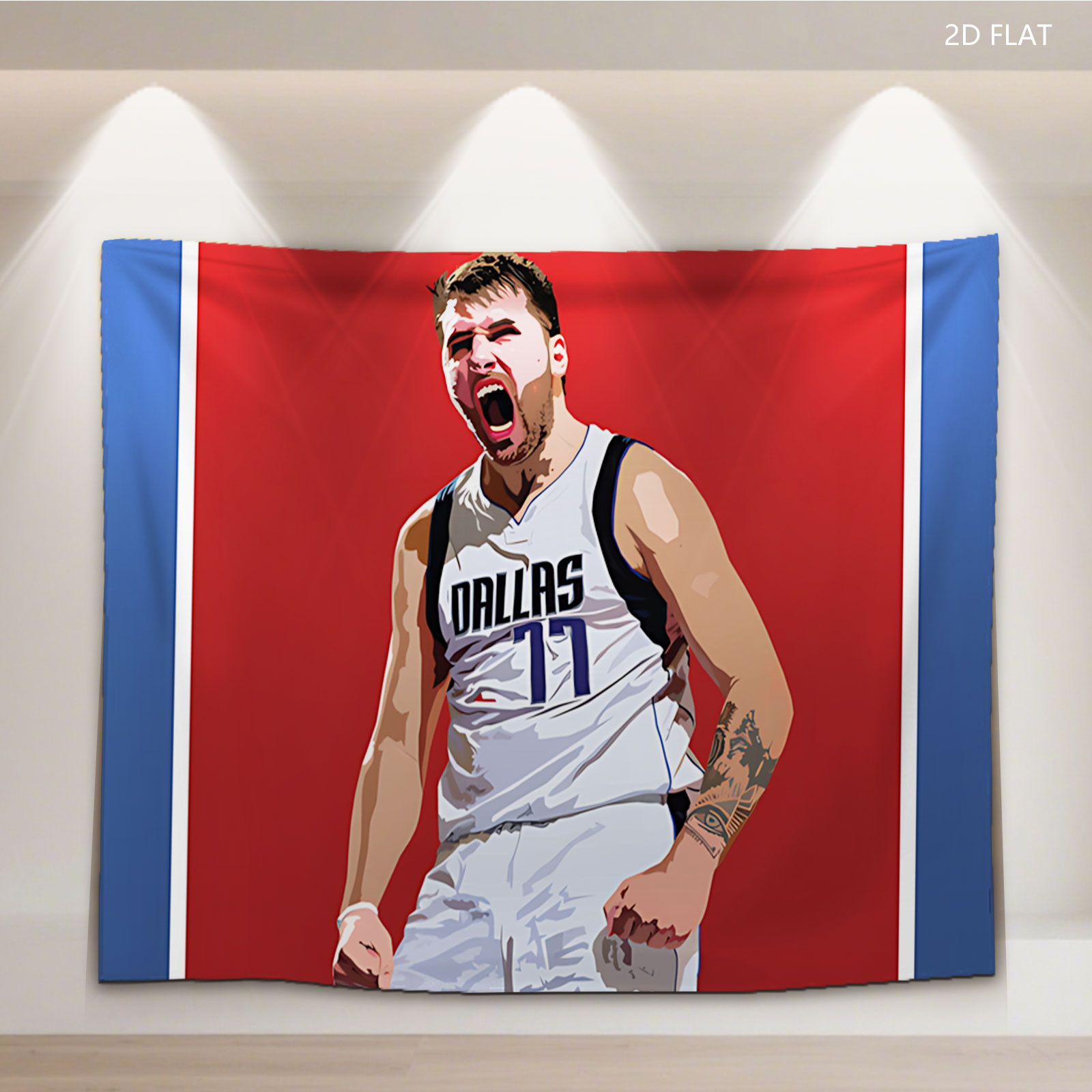 Luka Doncic, Dallas Mavericks #77, Basketball Player, Celebrating on Court - Tapestry