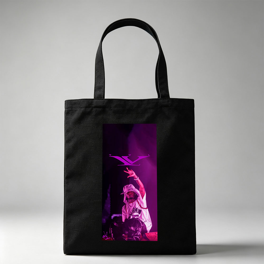 Lil Wayne Live Performance with Purple Lighting and Signature Hand Gesture - Canvas tote bags