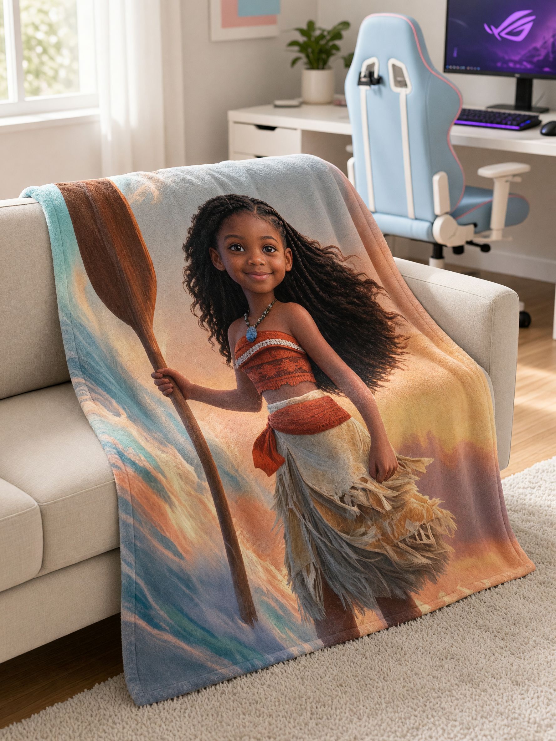 Custom Photo Blanket Personalized Island Princess Avatar Soft Flannel Fleece Throw Ideal Personalized Gift