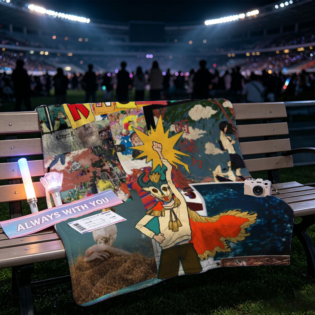 King Gnu Concert Performance with Vibrant Art Collage and Dynamic Character Design - Blankets