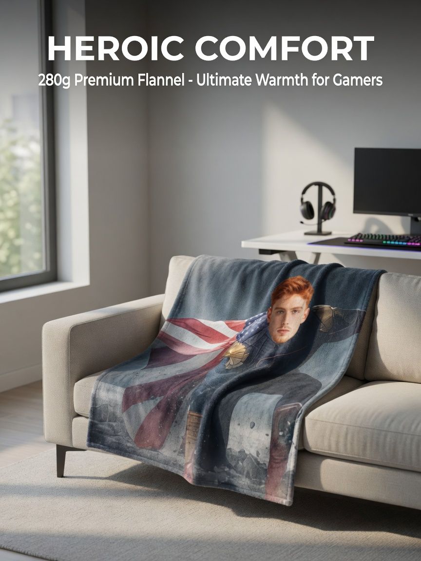 Custom Face Superhero Flannel Blanket Personalized Photo Fleece Throw Soft Cozy Bed Sofa Blanket Fun Keepsake Gift