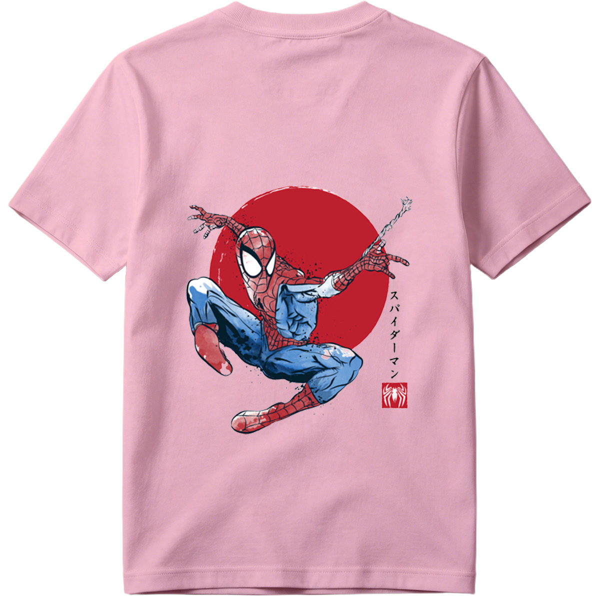 Spider-Man in Action Against Red Sun Background - Tee