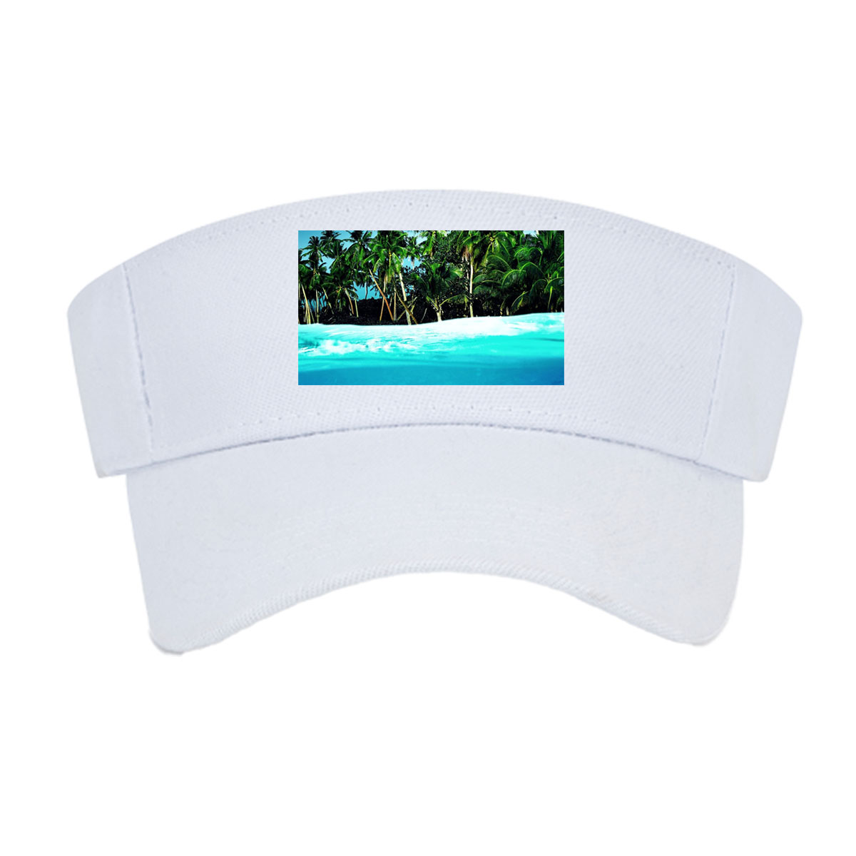 Crystal Clear Waters and Palm Trees Under Blue Sky -  Visor cap