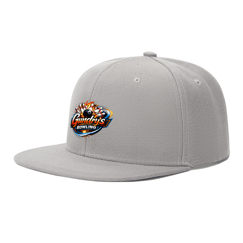 Flat Brim Baseball Cap Gundrys Bowling Flame Logo Streetwear Underground Skate Style for Bowling Alley Urban Players and Hip Hop Enthusiasts