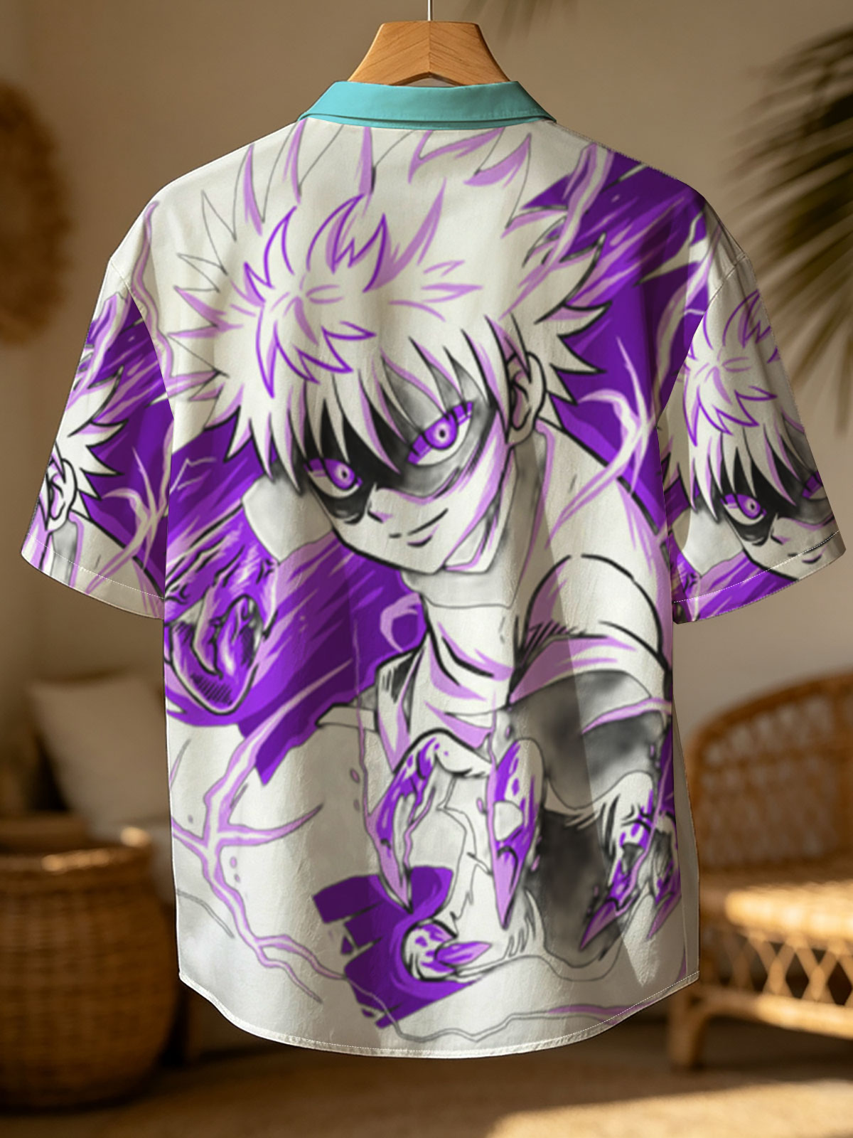 Saitama from One Punch Man in a dynamic pose with purple energy effects -  Shirt