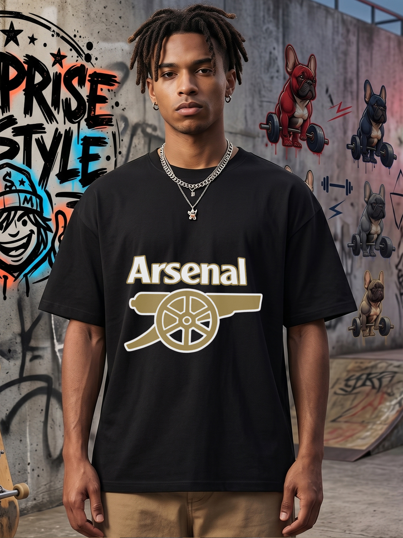 Men's Arsenal Cannon Logo Printed T-Shirt Casual Round Neck Summer Lightweight Breathable Short Sleeve Tee for Football Fans and Sports Enthusiasts
