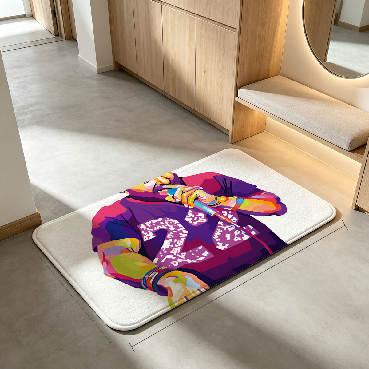DJ with Colorful Hair and Microphone at Turntable - Flannel floor mat