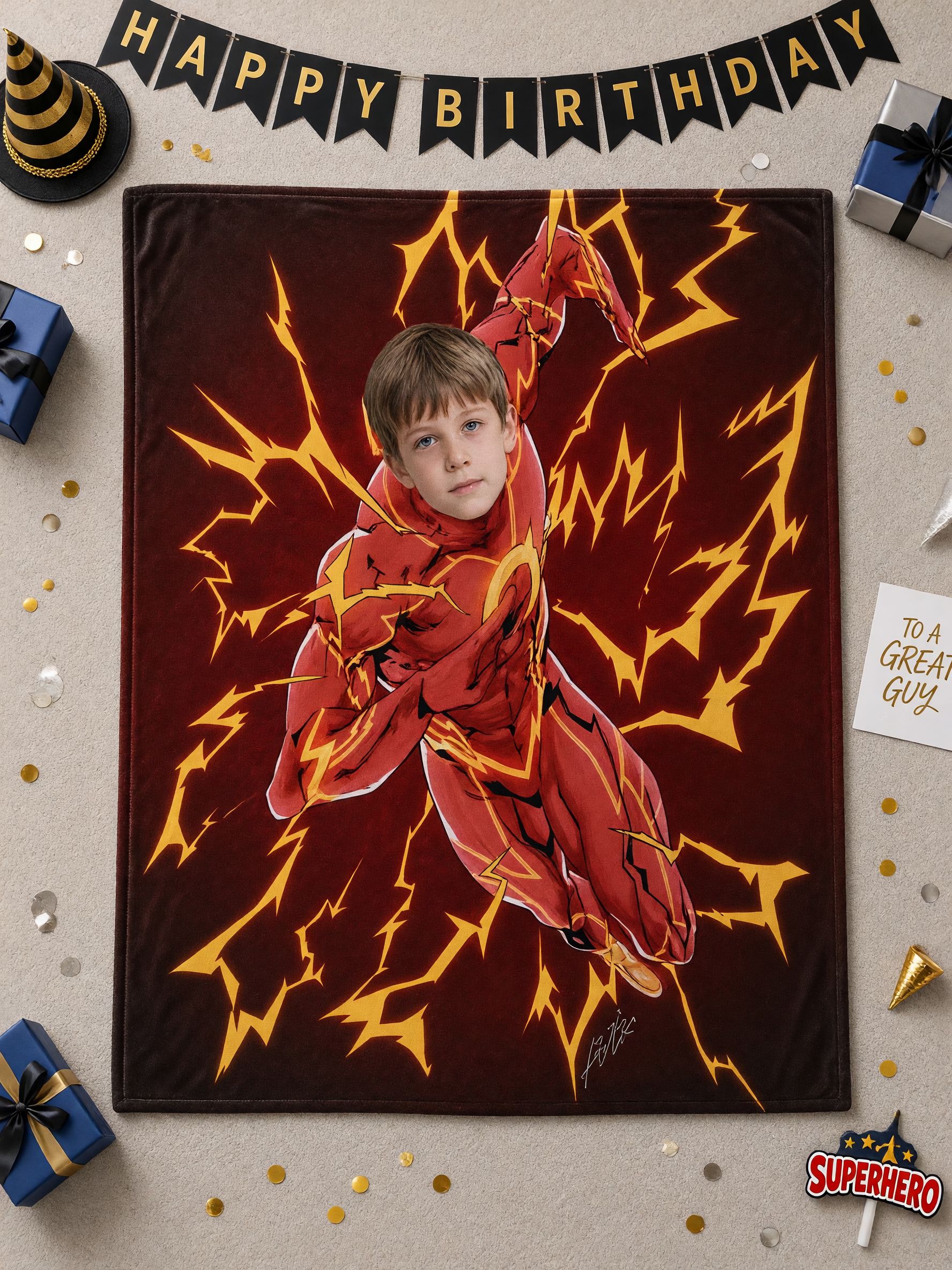 Custom Photo Face Superhero Flannel Throw Blanket Personalized Superhero Portrait Fleece Throw Cozy Bed Couch Travel