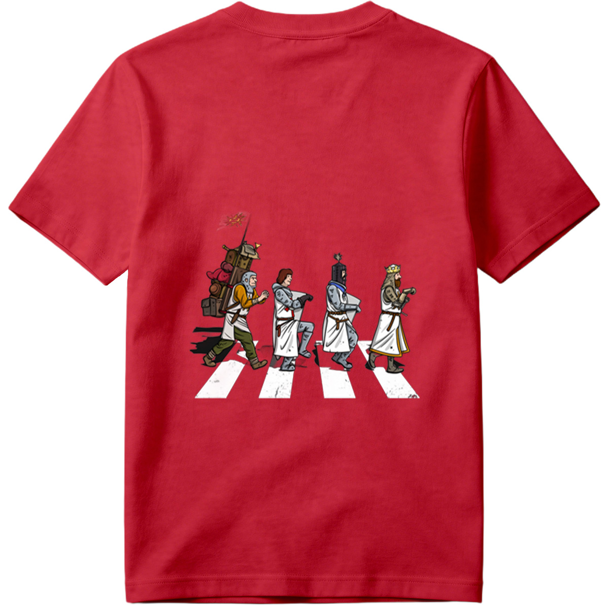The Knights: Monty Python's Holy Grail Characters Crossing the Road - Tee