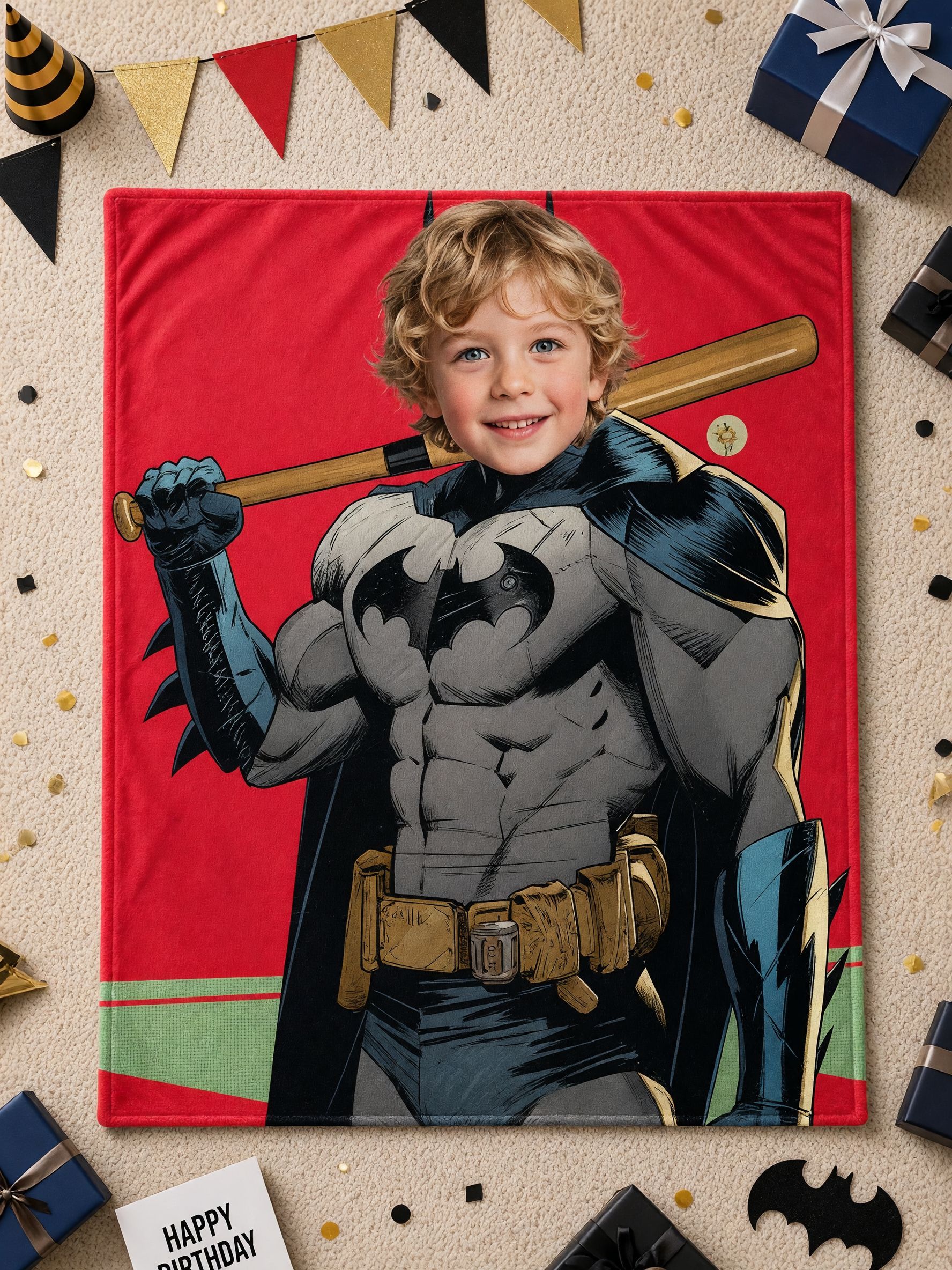 Custom Photo Face Blanket Personalized Superhero Comic Throw Ultra Soft Flannel Bed Couch Cozy Gift