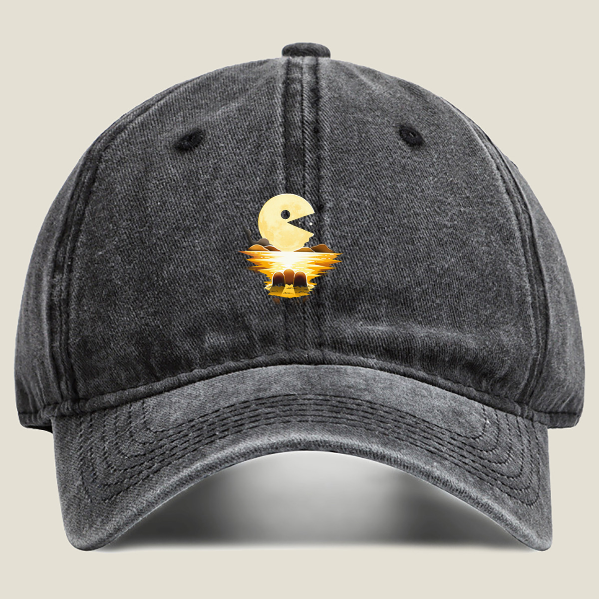 Pac-Man Moon Reflection - Washed Denim - Baseball Cap