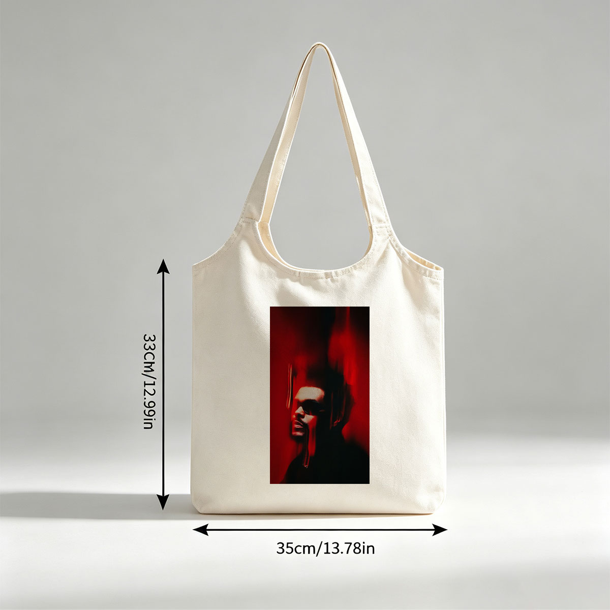 The Weeknd in a Dark Red Scene with Dramatic Lighting and Blurred Motion Effect - Canvas shoulder bags/
