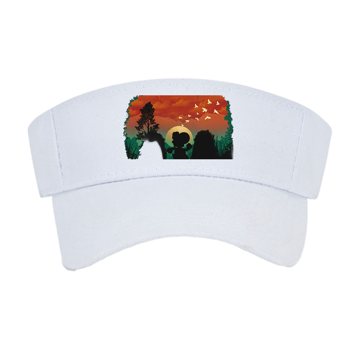 Mickey Mouse Silhouette at Sunset with Birds Flying -  Visor cap