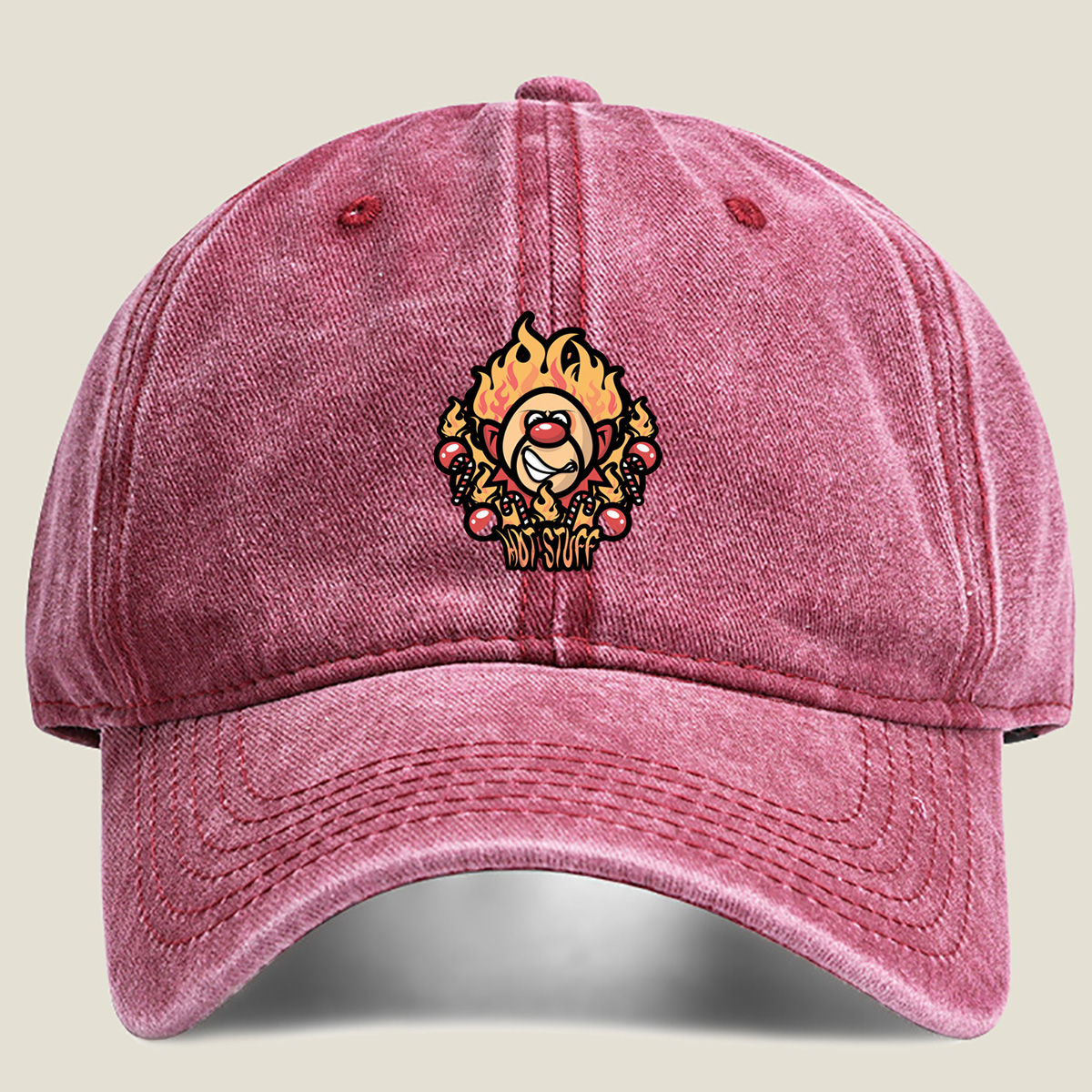 Hot Stuff: The Fiery Clown - Washed Denim - Baseball Cap