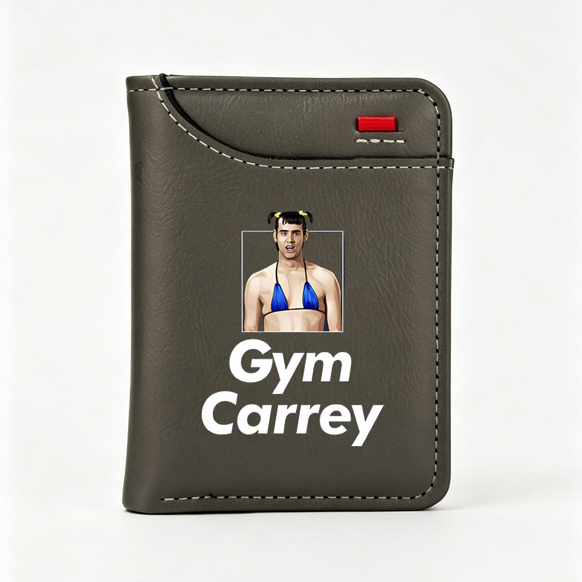Gym Carrey: Jim Carrey in a Blue Bikini with Pigtails - Vertical Style Wallet